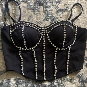 Black rhinestone corset